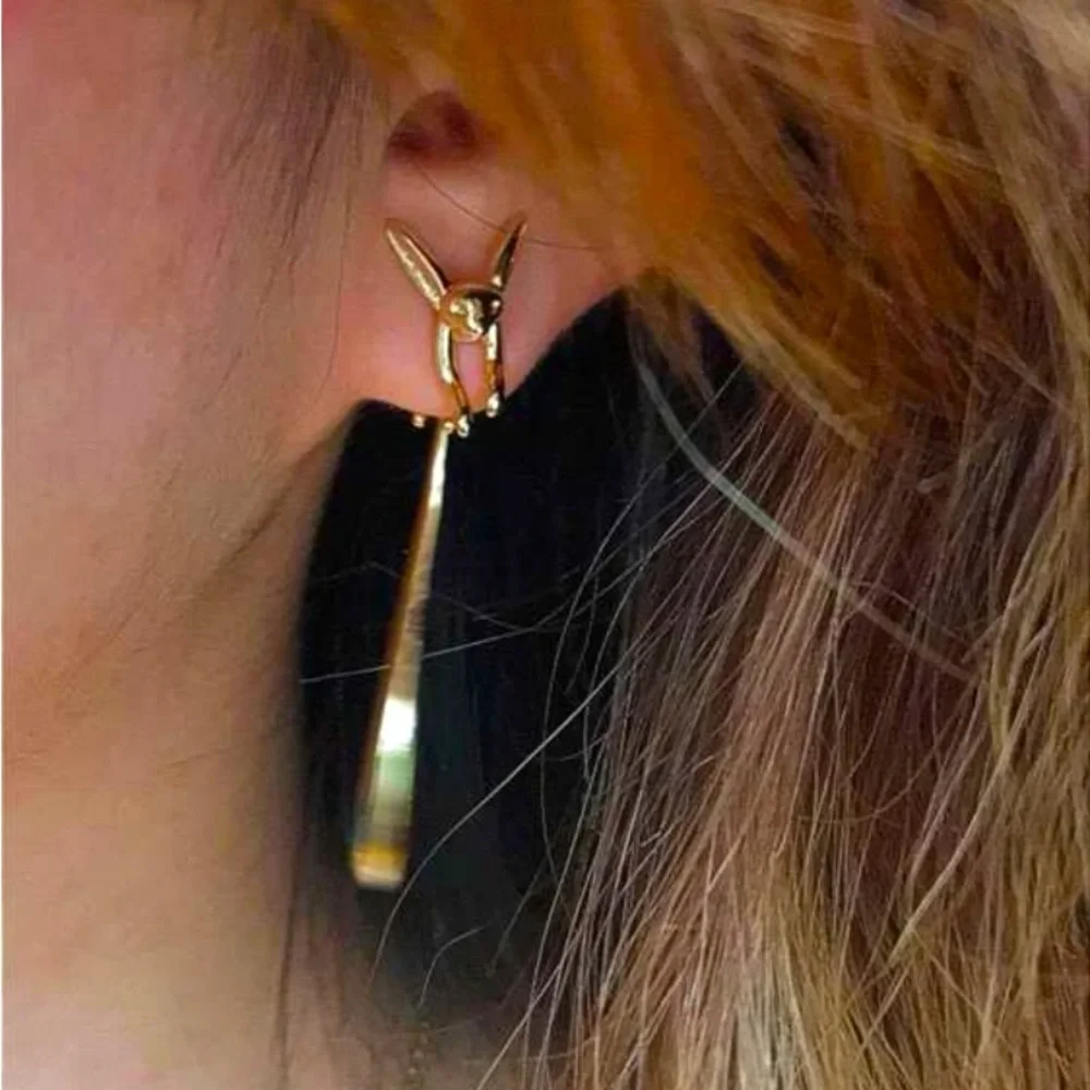 Foxy 🦊 Fun & Unique Gold Ear Jacket Earrings - Picture 6 of 9